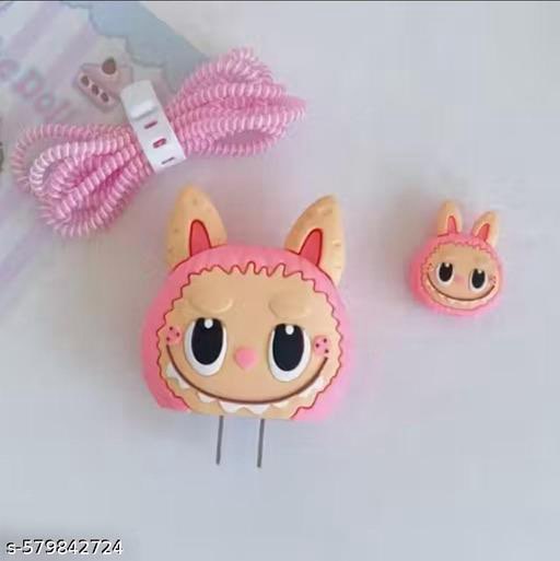 Cute Labubu Silicone Charger Protector Kit